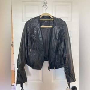 Faux Leather Moto Western Rock n Roll Fringe Jacket